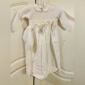 Classic White Infant Christening Gown with Satin Ribbon